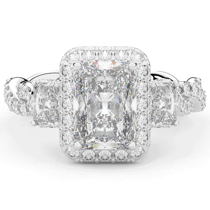 4.70CT.TW RADIANT LAB DIAMOND 3 STONE ENGAGEMENT RING - Nazarelle