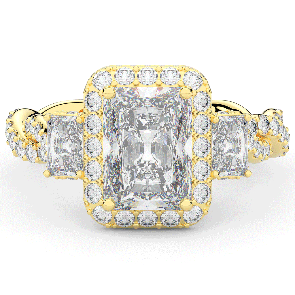 4.70CT.TW RADIANT LAB DIAMOND 3 STONE ENGAGEMENT RING - Nazarelle