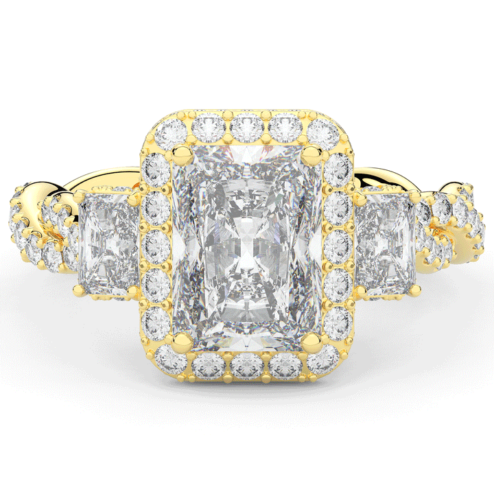 4.70CT.TW RADIANT LAB DIAMOND 3 STONE ENGAGEMENT RING - Nazarelle