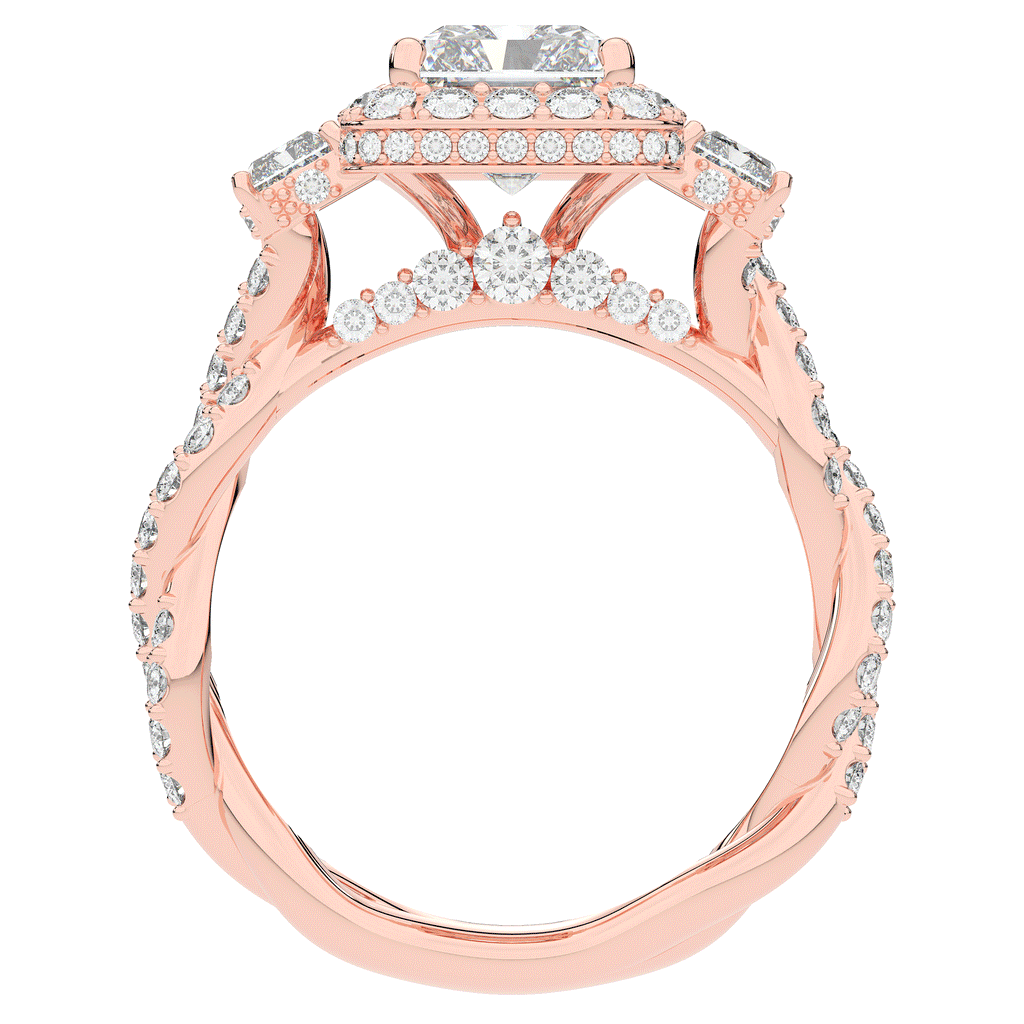 4.70CT.TW RADIANT LAB DIAMOND 3 STONE ENGAGEMENT RING - Nazarelle