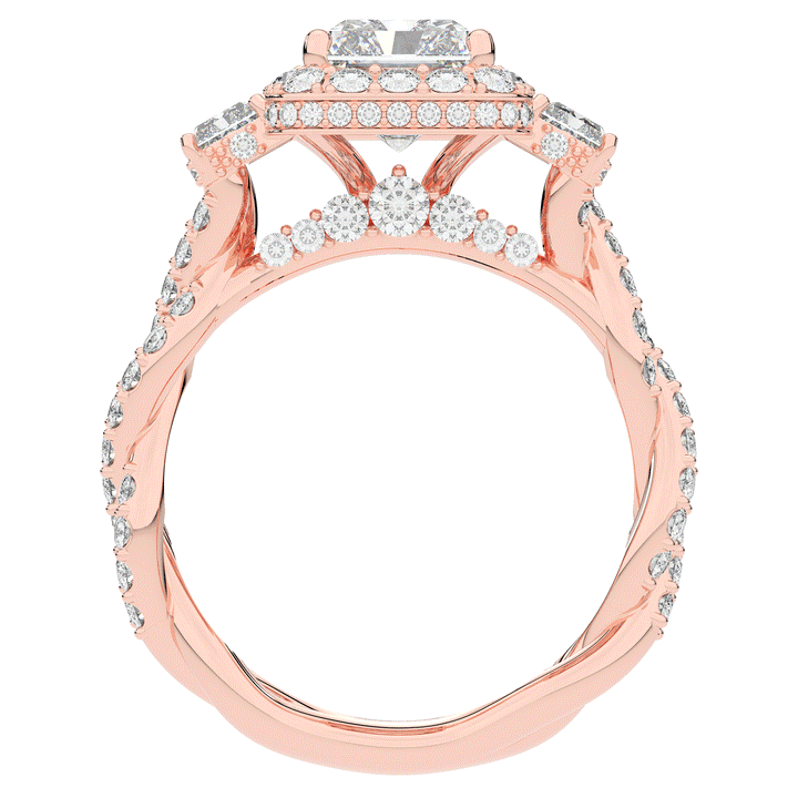 4.70CT.TW RADIANT LAB DIAMOND 3 STONE ENGAGEMENT RING - Nazarelle