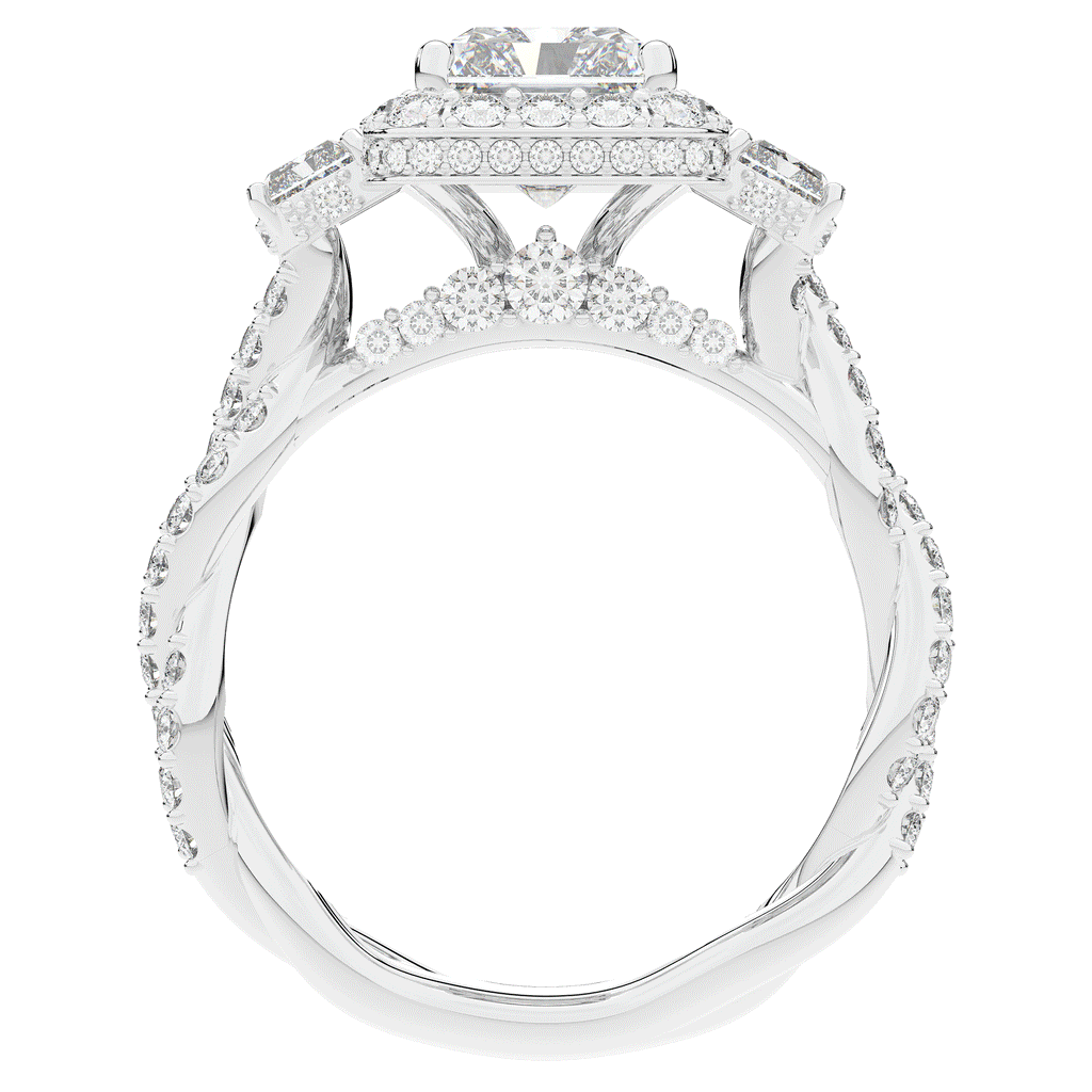 4.70CT.TW RADIANT LAB DIAMOND 3 STONE ENGAGEMENT RING - Nazarelle