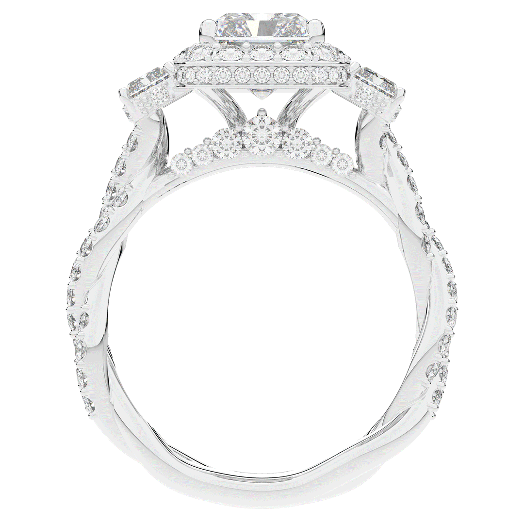 4.70CT.TW RADIANT LAB DIAMOND 3 STONE ENGAGEMENT RING - Nazarelle