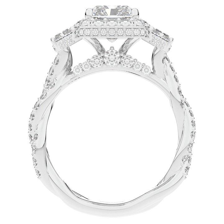 4.70CT.TW RADIANT LAB DIAMOND 3 STONE ENGAGEMENT RING - Nazarelle