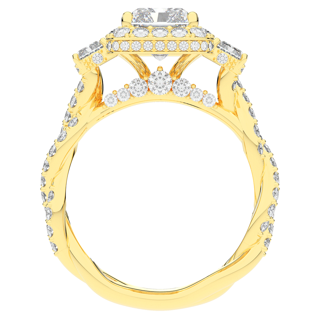4.70CT.TW RADIANT LAB DIAMOND 3 STONE ENGAGEMENT RING - Nazarelle