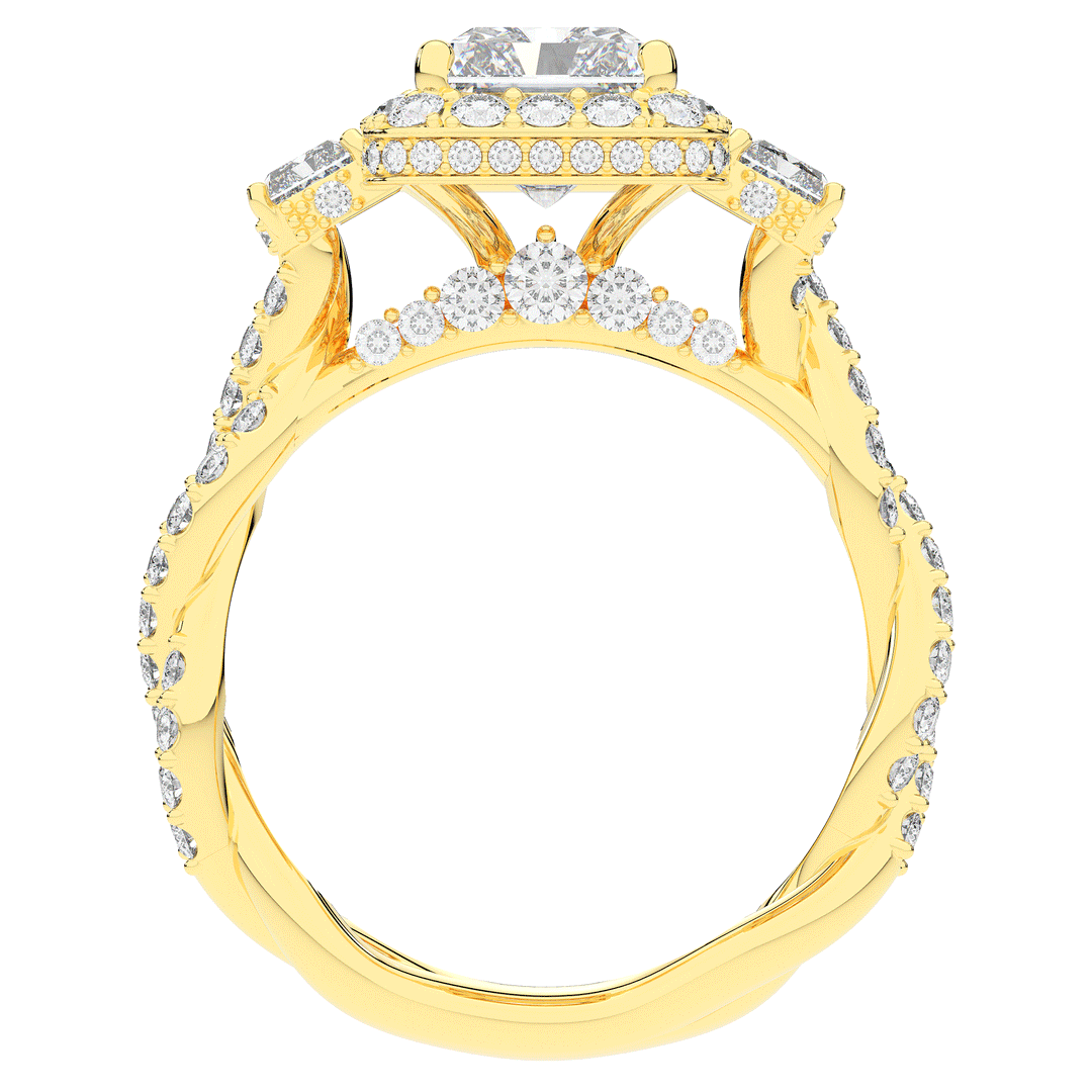 4.70CT.TW RADIANT LAB DIAMOND 3 STONE ENGAGEMENT RING - Nazarelle
