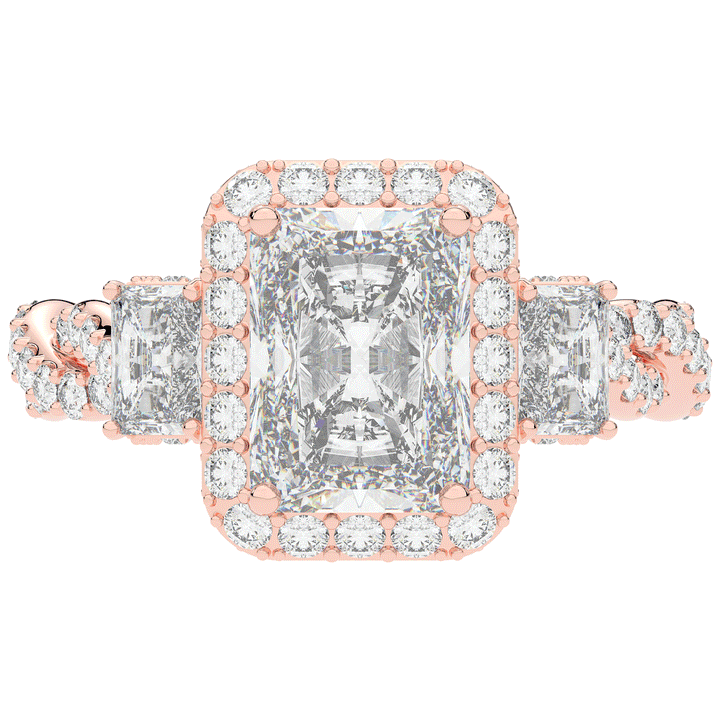 4.70CT.TW RADIANT LAB DIAMOND 3 STONE ENGAGEMENT RING - Nazarelle