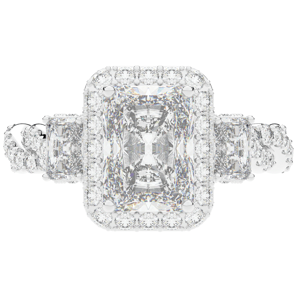 4.70CT.TW RADIANT LAB DIAMOND 3 STONE ENGAGEMENT RING - Nazarelle