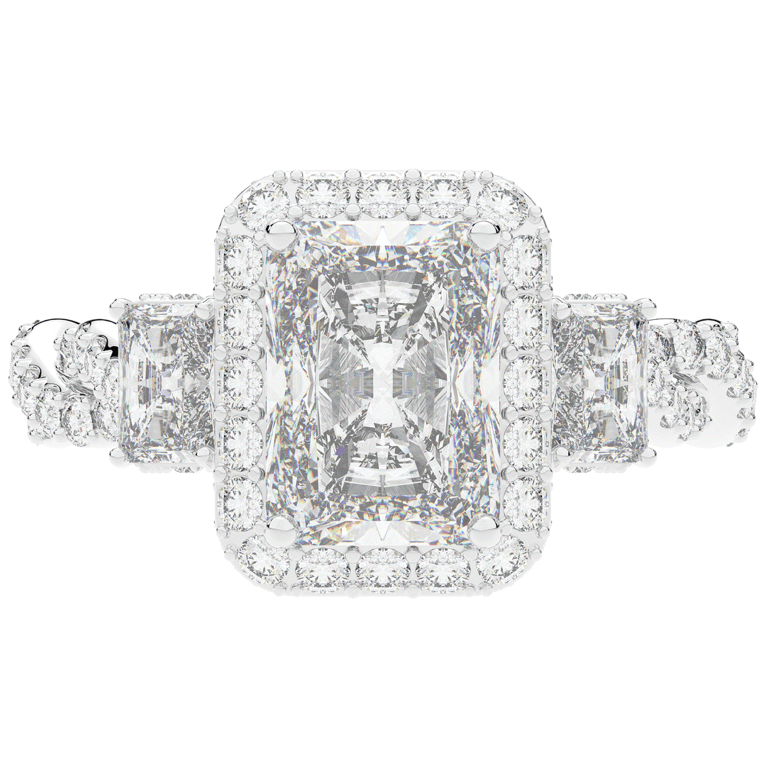 4.70CT.TW RADIANT LAB DIAMOND 3 STONE ENGAGEMENT RING - Nazarelle