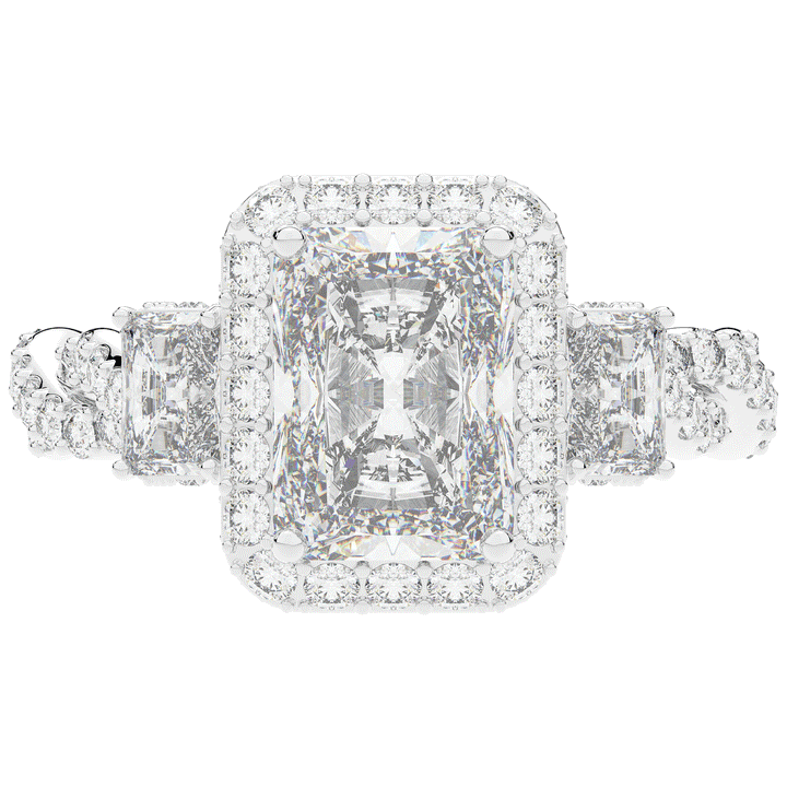 4.70CT.TW RADIANT LAB DIAMOND 3 STONE ENGAGEMENT RING - Nazarelle