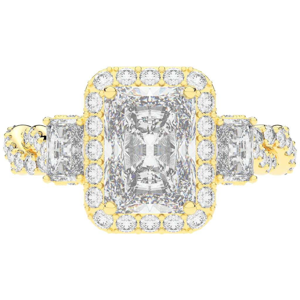 4.70CT.TW RADIANT LAB DIAMOND 3 STONE ENGAGEMENT RING - Nazarelle