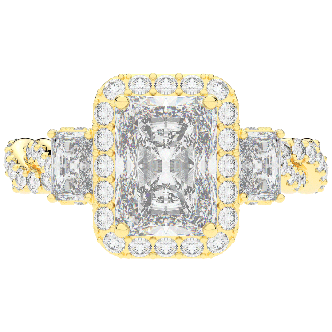 4.70CT.TW RADIANT LAB DIAMOND 3 STONE ENGAGEMENT RING - Nazarelle