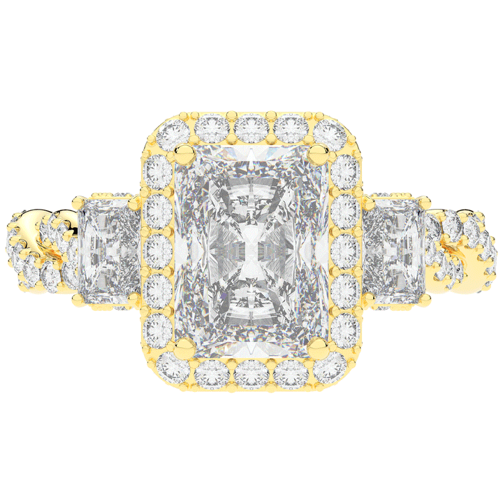 4.70CT.TW RADIANT LAB DIAMOND 3 STONE ENGAGEMENT RING - Nazarelle