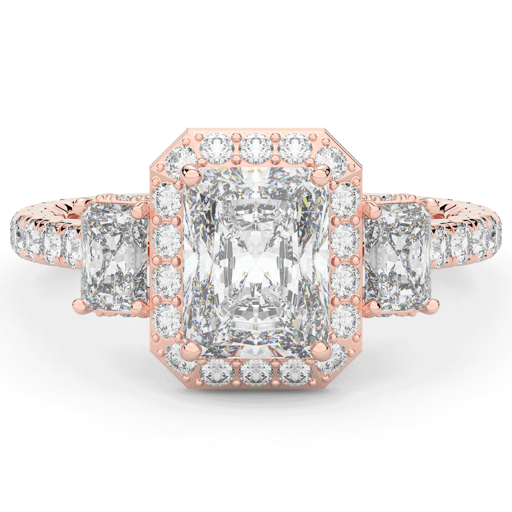 3.20CT.TW RADIANT LAB DIAMOND 3 STONE ENGAGEMENT RING - Nazarelle