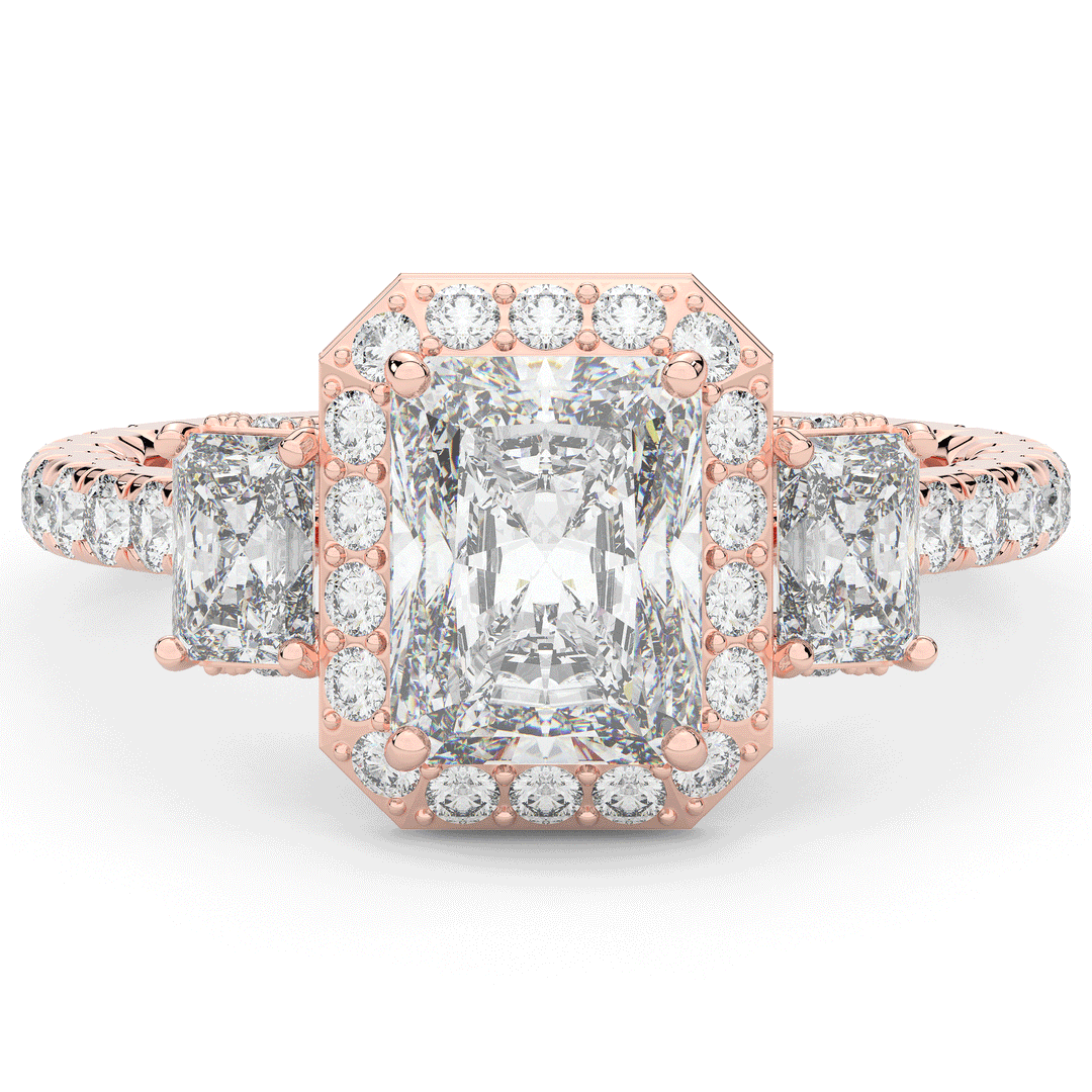 3.20CT.TW RADIANT LAB DIAMOND 3 STONE ENGAGEMENT RING - Nazarelle