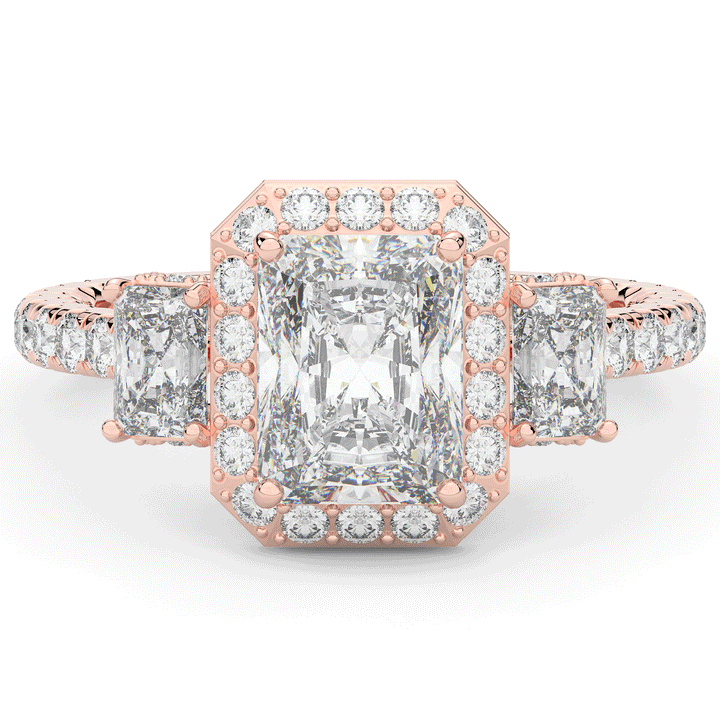 3.20CT.TW RADIANT LAB DIAMOND 3 STONE ENGAGEMENT RING - Nazarelle