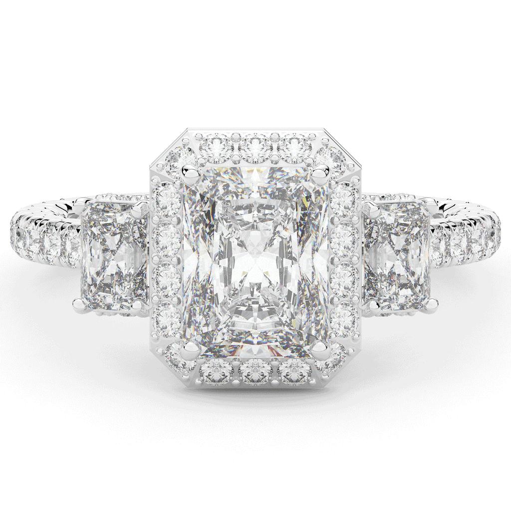 3.20CT.TW RADIANT LAB DIAMOND 3 STONE ENGAGEMENT RING - Nazarelle