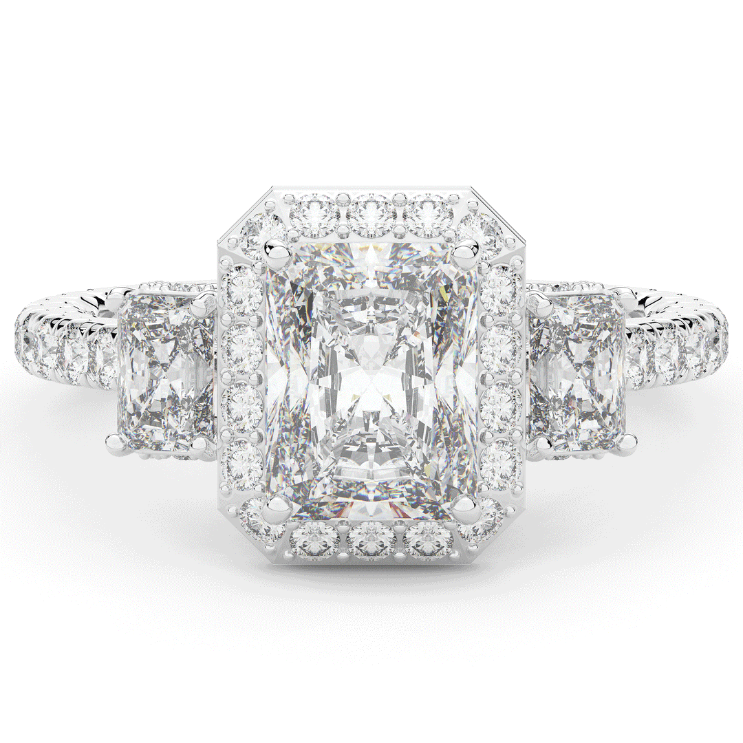 3.20CT.TW RADIANT LAB DIAMOND 3 STONE ENGAGEMENT RING - Nazarelle