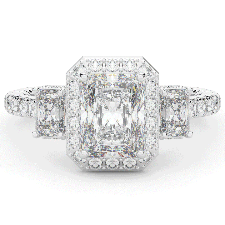 3.20CT.TW RADIANT LAB DIAMOND 3 STONE ENGAGEMENT RING - Nazarelle