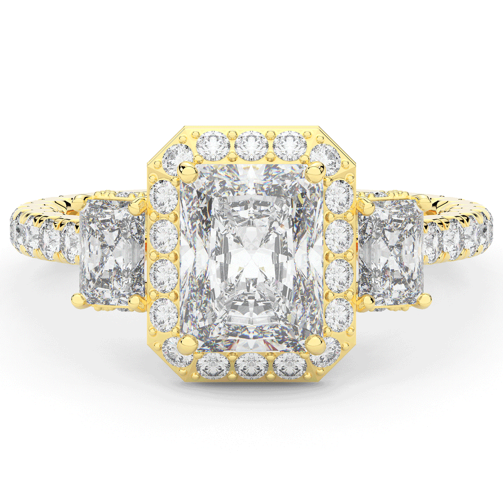 3.20CT.TW RADIANT LAB DIAMOND 3 STONE ENGAGEMENT RING - Nazarelle