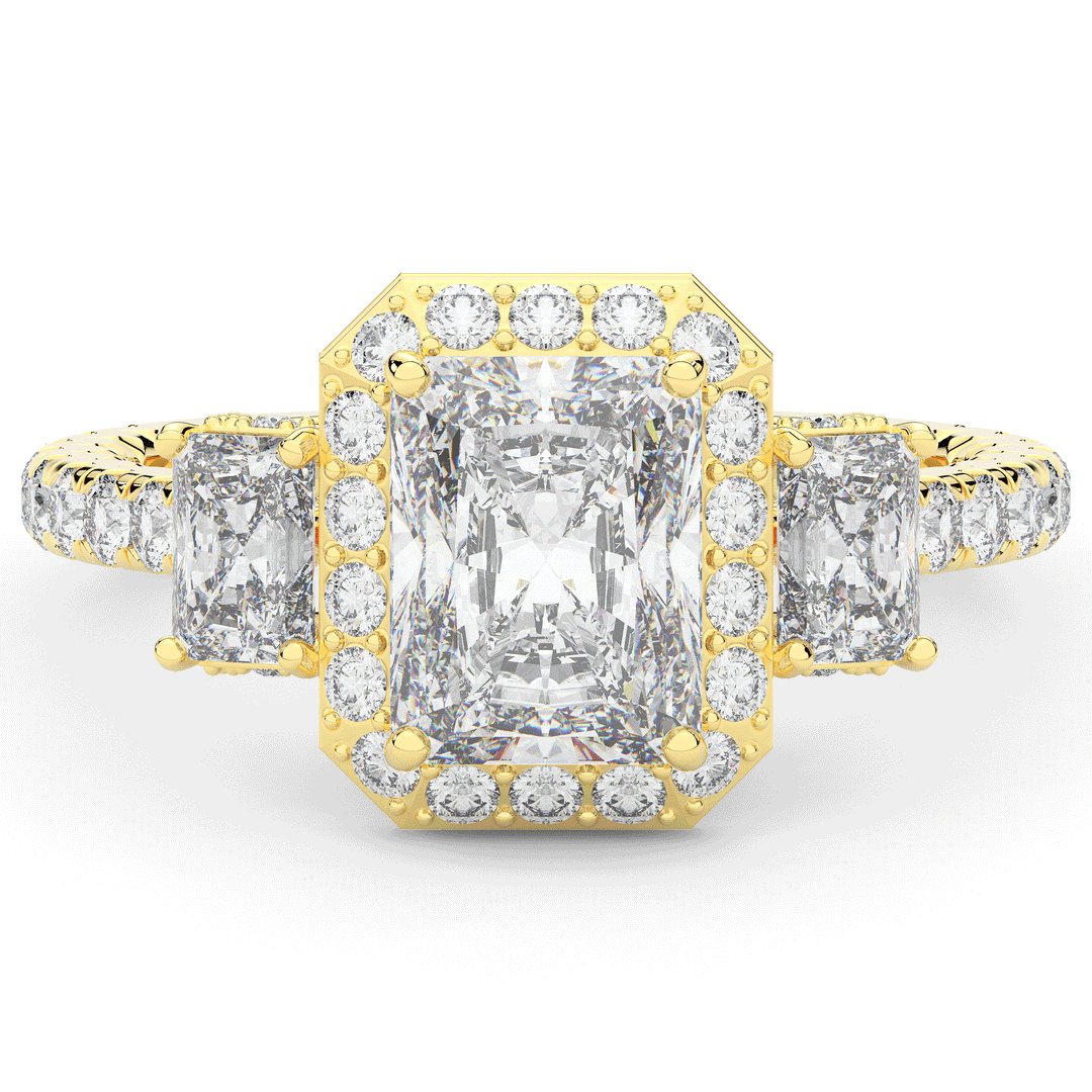 3.20CT.TW RADIANT LAB DIAMOND 3 STONE ENGAGEMENT RING - Nazarelle