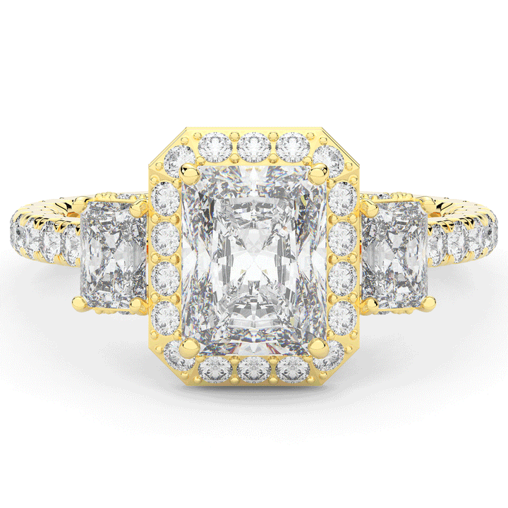 3.20CT.TW RADIANT LAB DIAMOND 3 STONE ENGAGEMENT RING - Nazarelle