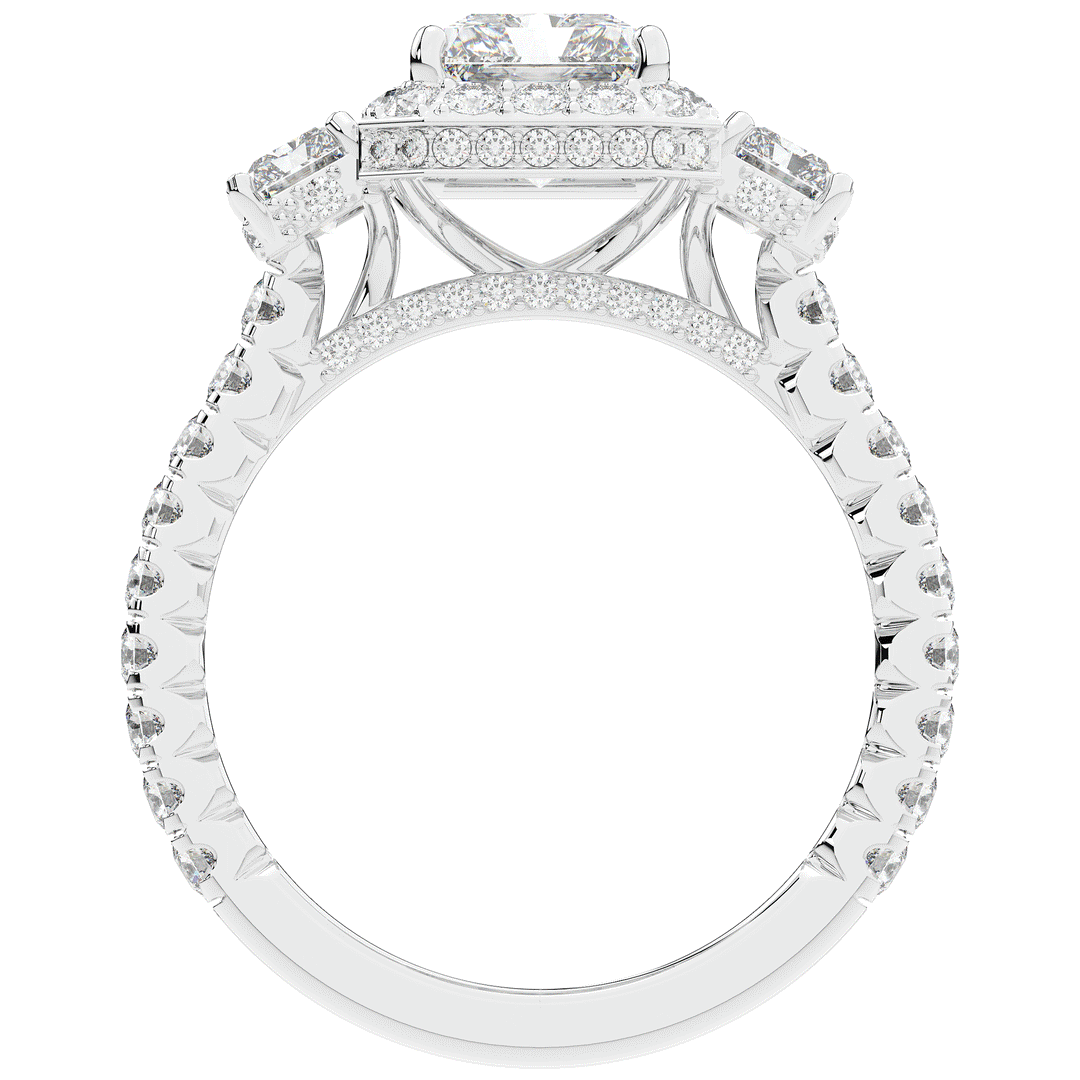 3.20CT.TW RADIANT LAB DIAMOND 3 STONE ENGAGEMENT RING - Nazarelle