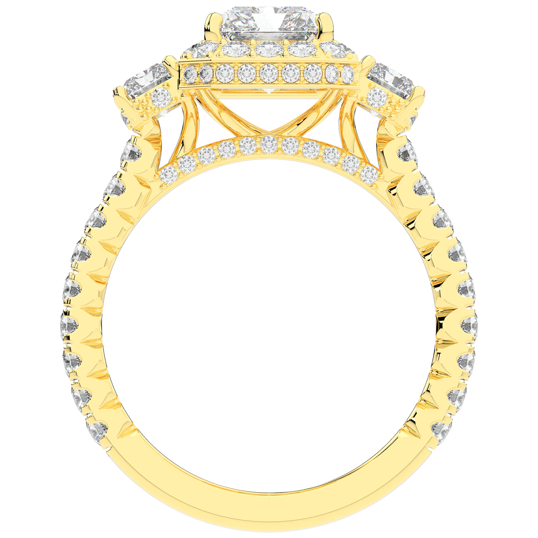 3.20CT.TW RADIANT LAB DIAMOND 3 STONE ENGAGEMENT RING - Nazarelle