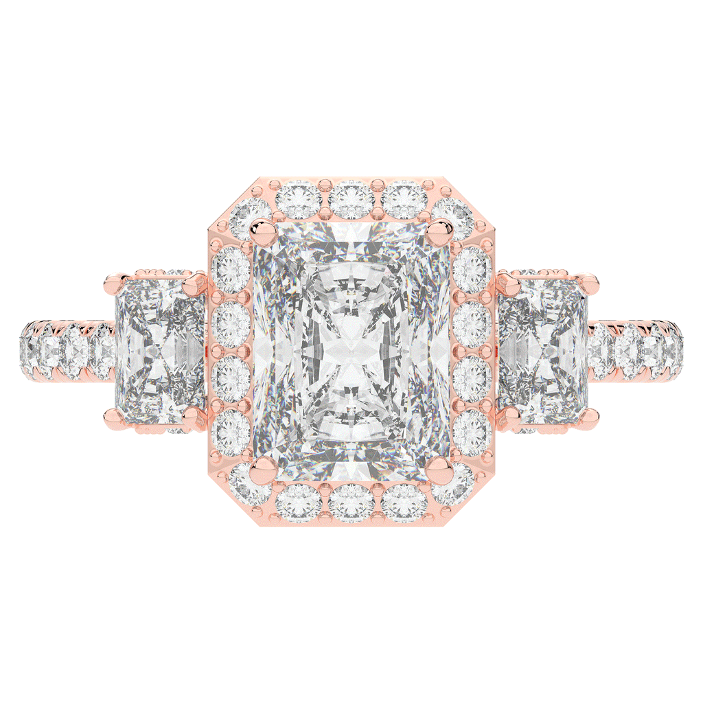 3.20CT.TW RADIANT LAB DIAMOND 3 STONE ENGAGEMENT RING - Nazarelle