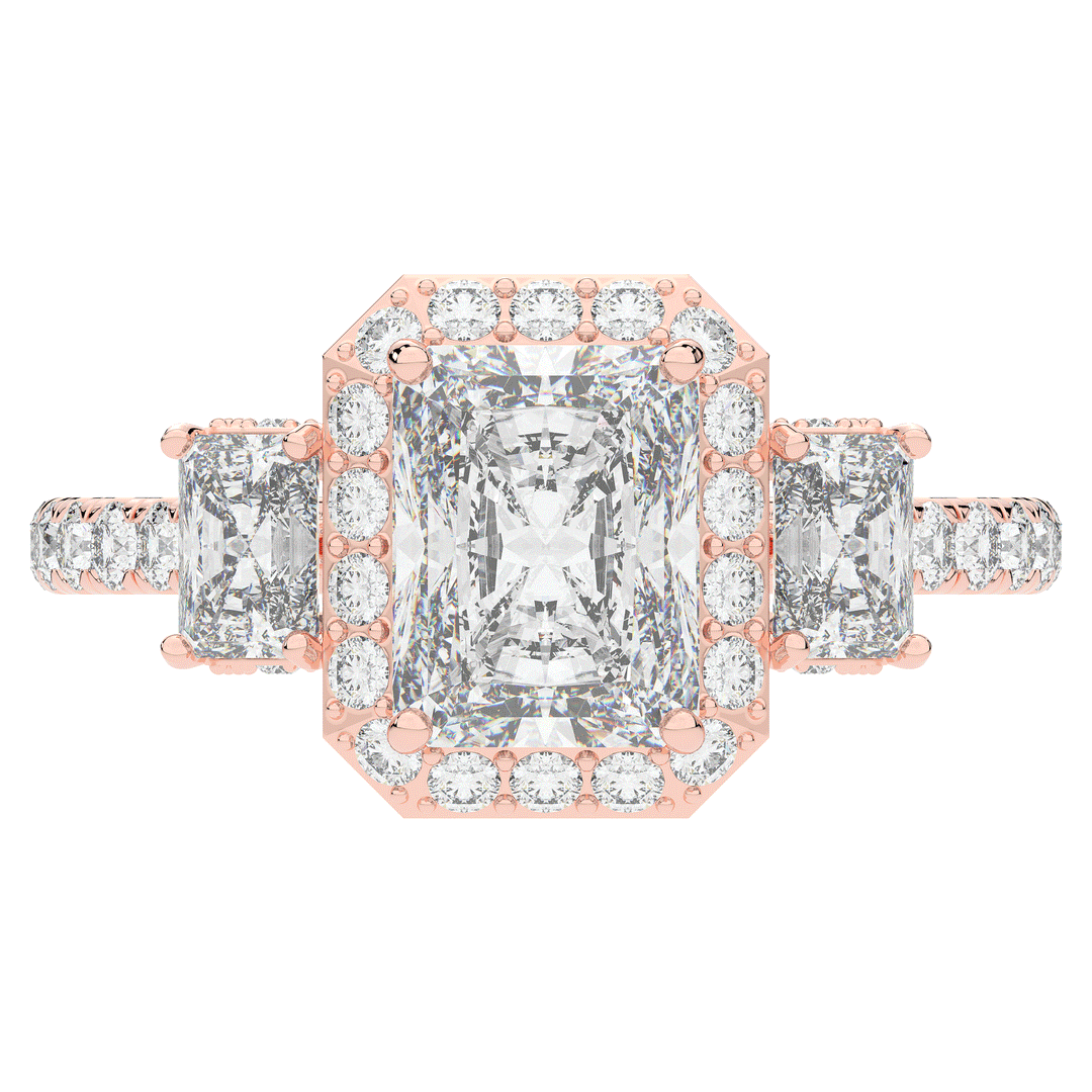 3.20CT.TW RADIANT LAB DIAMOND 3 STONE ENGAGEMENT RING - Nazarelle