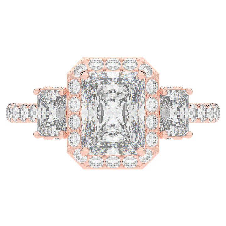 3.20CT.TW RADIANT LAB DIAMOND 3 STONE ENGAGEMENT RING - Nazarelle
