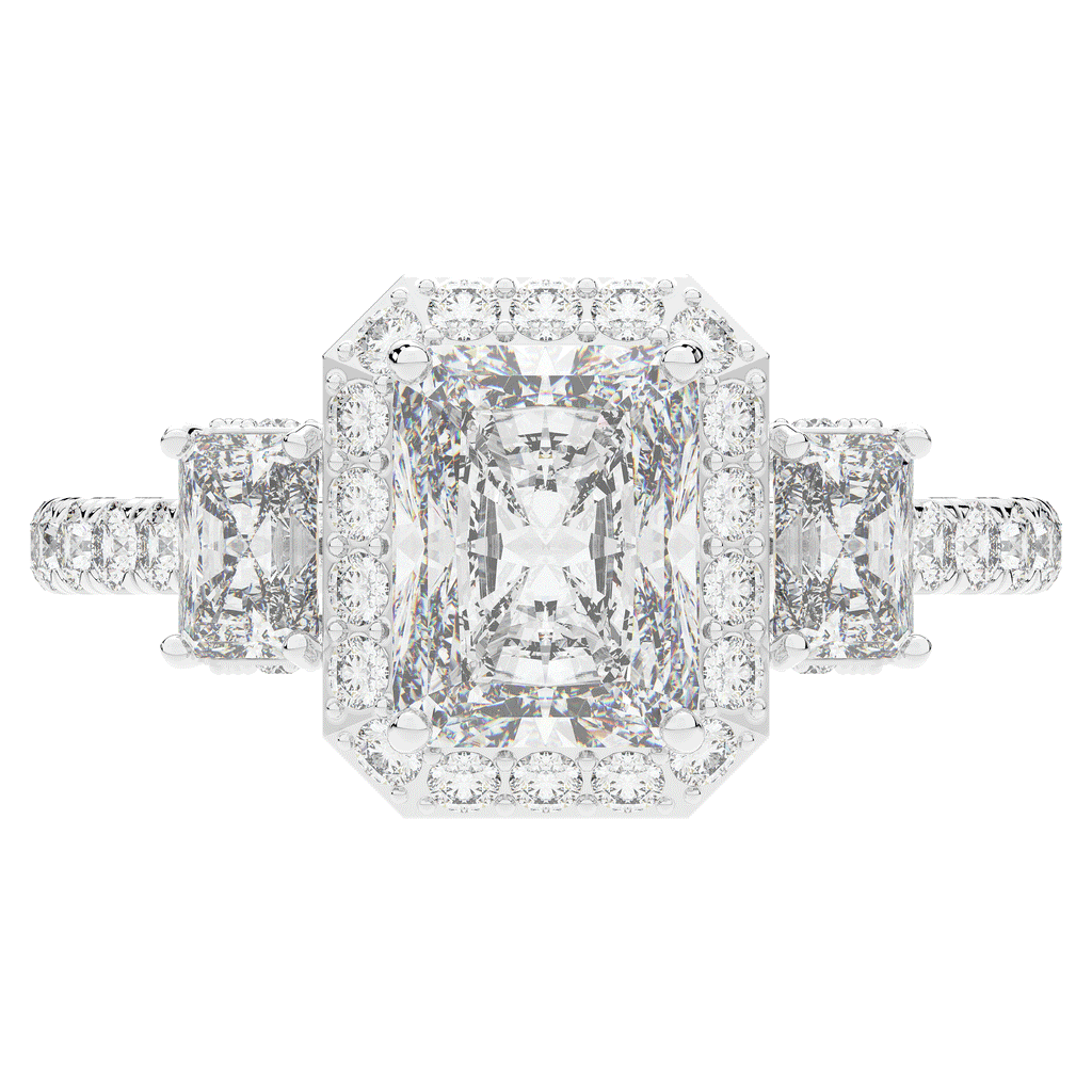 3.20CT.TW RADIANT LAB DIAMOND 3 STONE ENGAGEMENT RING - Nazarelle