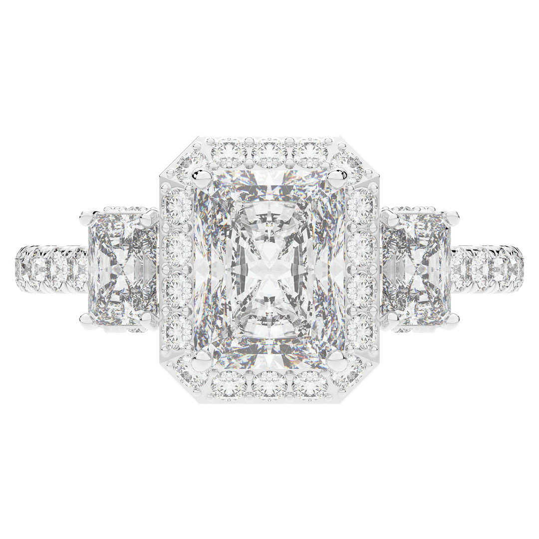 3.20CT.TW RADIANT LAB DIAMOND 3 STONE ENGAGEMENT RING - Nazarelle
