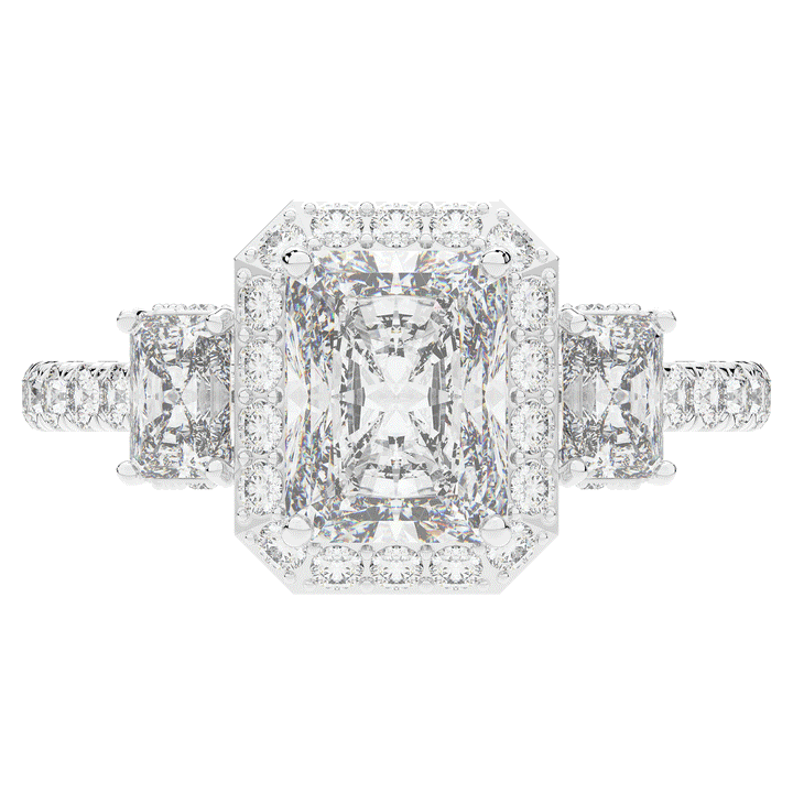 3.20CT.TW RADIANT LAB DIAMOND 3 STONE ENGAGEMENT RING - Nazarelle