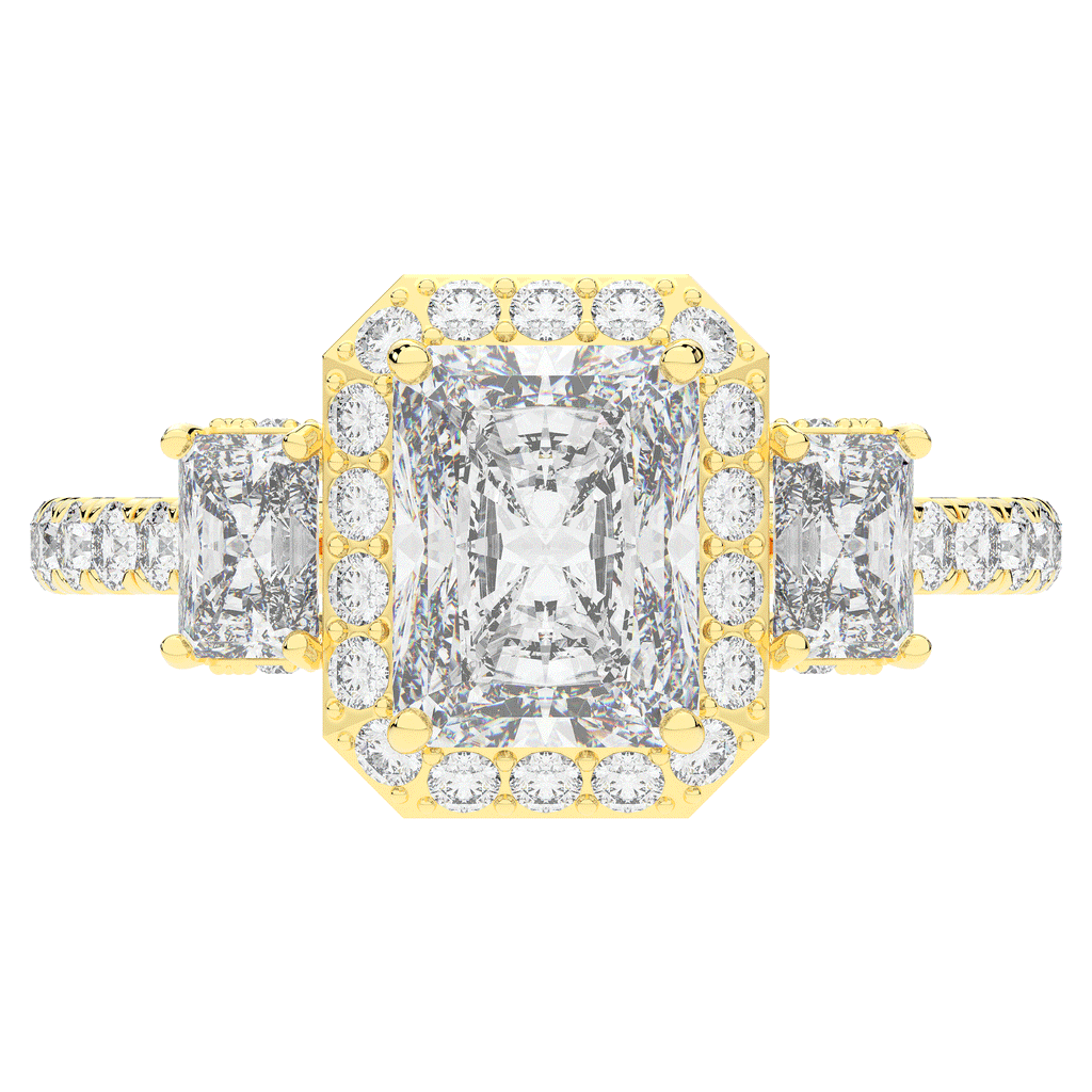 3.20CT.TW RADIANT LAB DIAMOND 3 STONE ENGAGEMENT RING - Nazarelle