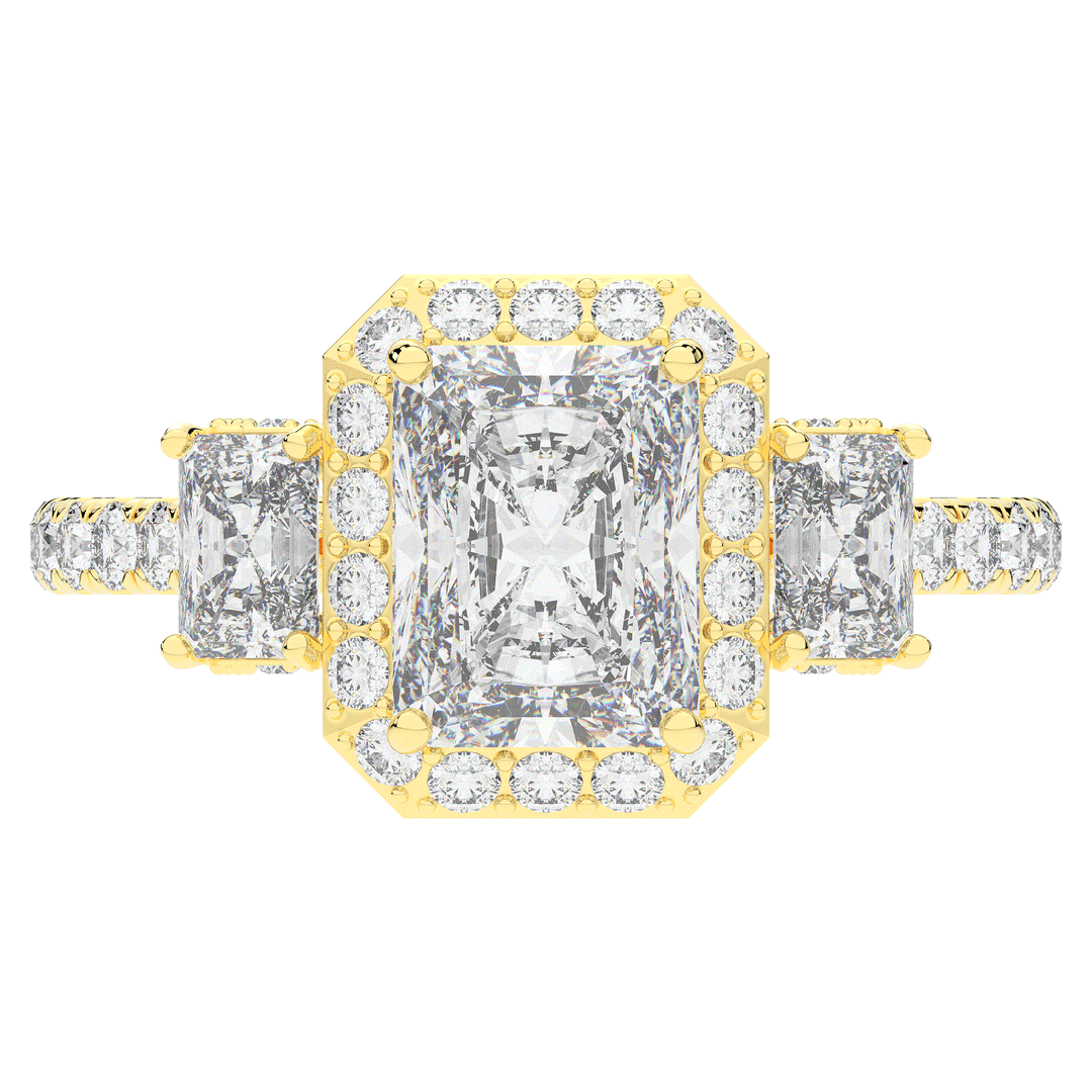 3.20CT.TW RADIANT LAB DIAMOND 3 STONE ENGAGEMENT RING - Nazarelle