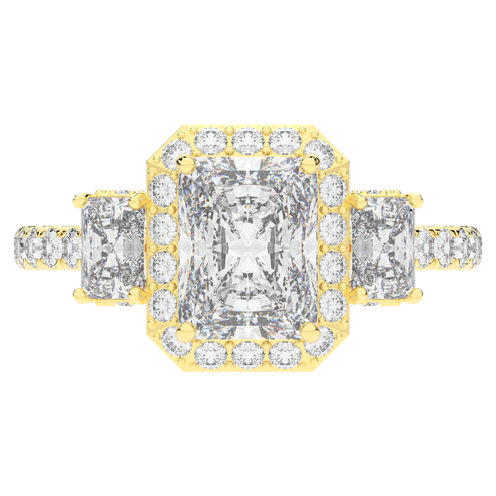 3.20CT.TW RADIANT LAB DIAMOND 3 STONE ENGAGEMENT RING - Nazarelle