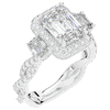 4.70CT.TW EMERALD CUT LAB DIAMOND 3 STONE ENGAGEMENT RING - Nazarelle
