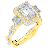 4.70CT.TW EMERALD CUT LAB DIAMOND 3 STONE ENGAGEMENT RING - Nazarelle