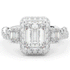 4.70CT.TW EMERALD CUT LAB DIAMOND 3 STONE ENGAGEMENT RING - Nazarelle