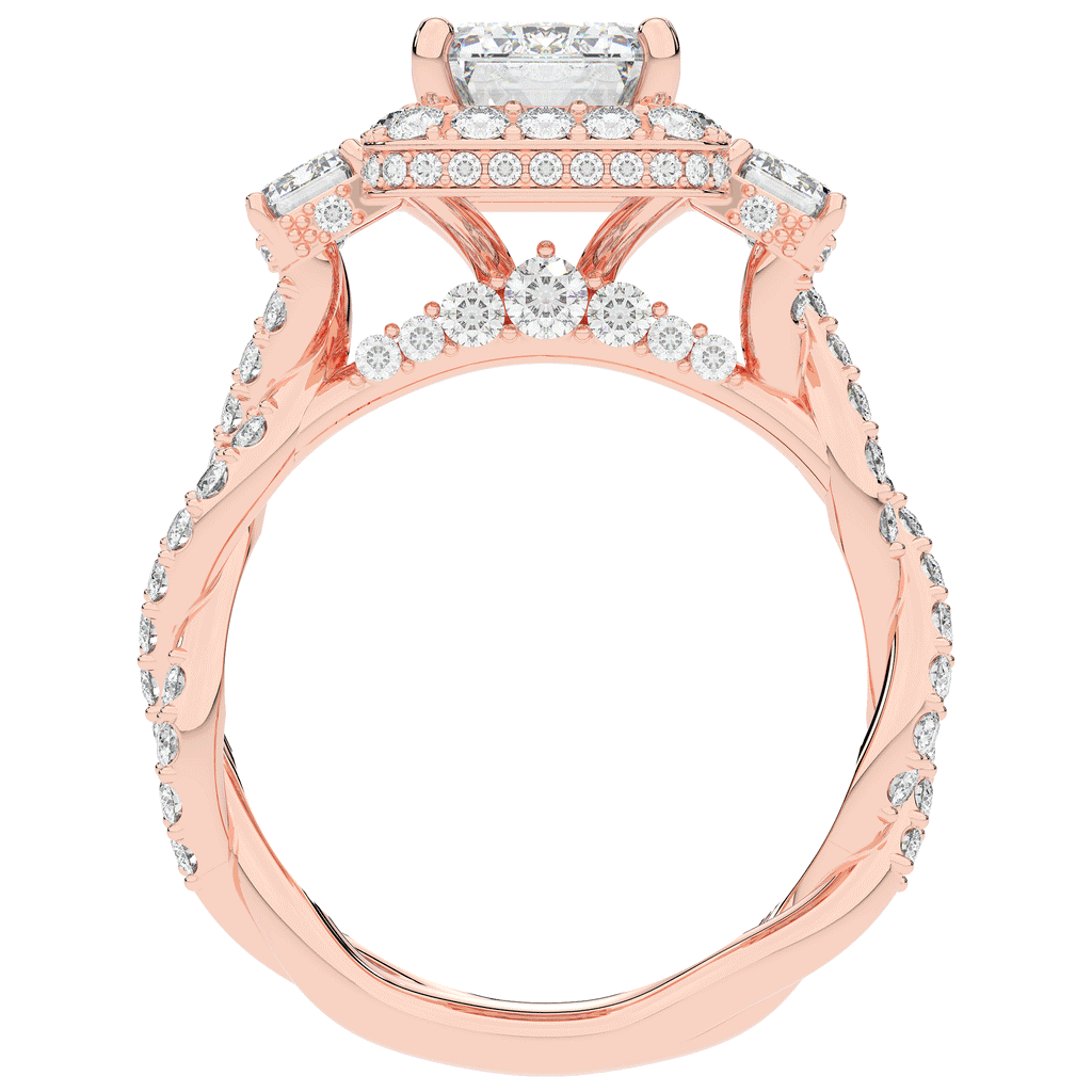 4.70CT.TW EMERALD CUT LAB DIAMOND 3 STONE ENGAGEMENT RING - Nazarelle