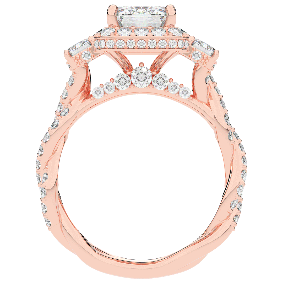 4.70CT.TW EMERALD CUT LAB DIAMOND 3 STONE ENGAGEMENT RING - Nazarelle
