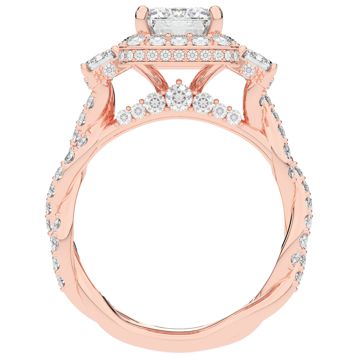 4.70CT.TW EMERALD CUT LAB DIAMOND 3 STONE ENGAGEMENT RING - Nazarelle