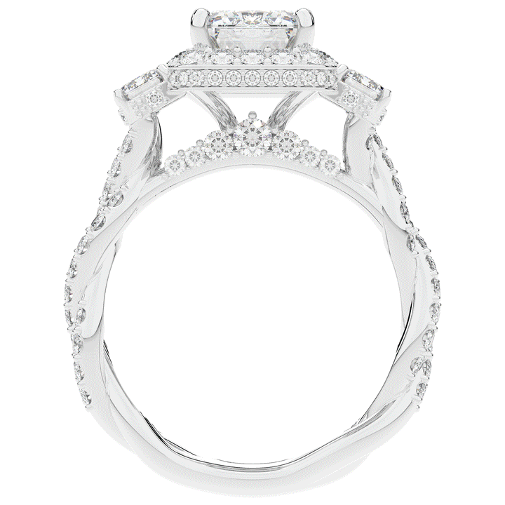 4.70CT.TW EMERALD CUT LAB DIAMOND 3 STONE ENGAGEMENT RING - Nazarelle