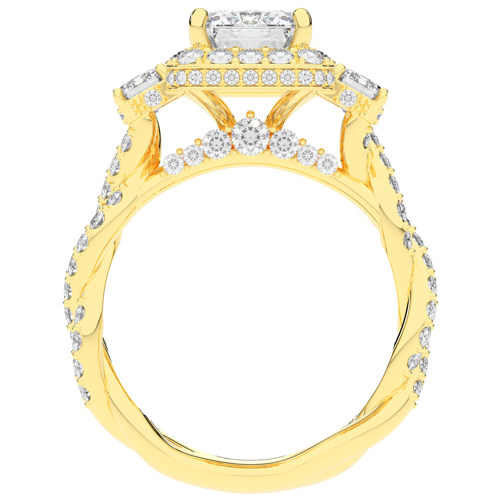 4.70CT.TW EMERALD CUT LAB DIAMOND 3 STONE ENGAGEMENT RING - Nazarelle