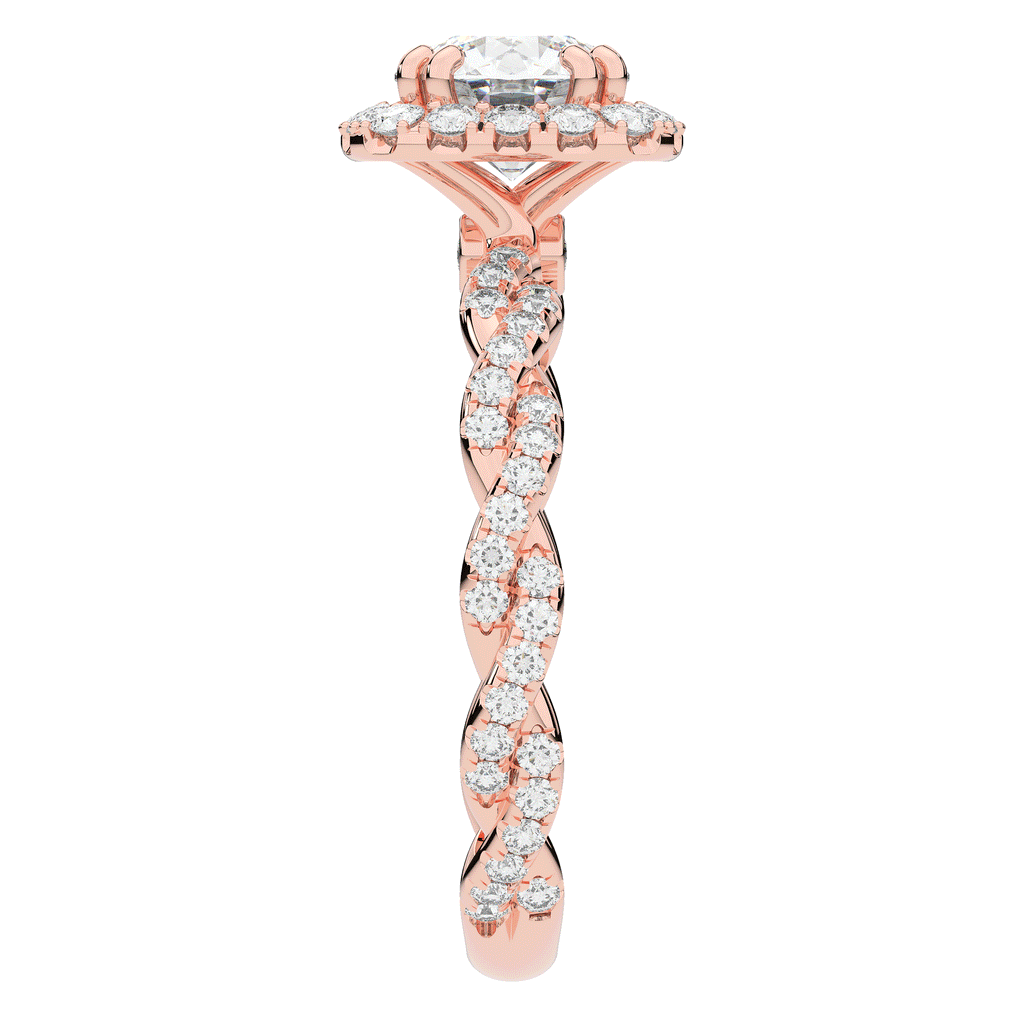 1.55CT.TW ROUND LAB DIAMOND HALO TWIST ENGAGEMENT RING - Nazarelle