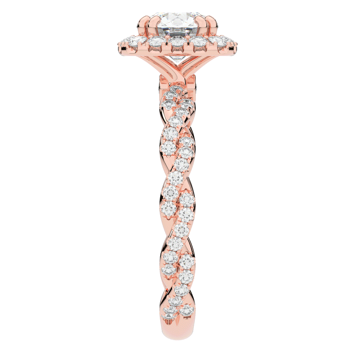 1.55CT.TW ROUND LAB DIAMOND HALO TWIST ENGAGEMENT RING - Nazarelle