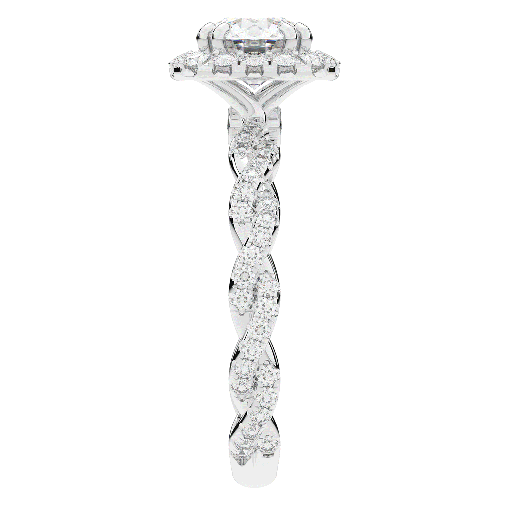 1.55CT.TW ROUND LAB DIAMOND HALO TWIST ENGAGEMENT RING - Nazarelle