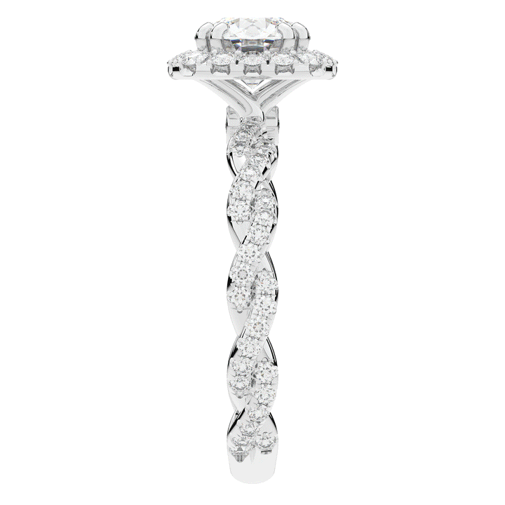 1.55CT.TW ROUND LAB DIAMOND HALO TWIST ENGAGEMENT RING - Nazarelle