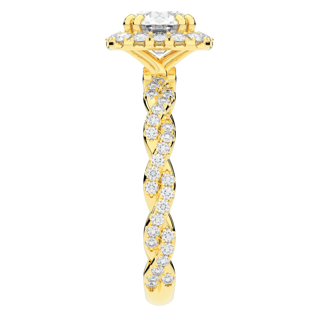 1.55CT.TW ROUND LAB DIAMOND HALO TWIST ENGAGEMENT RING - Nazarelle
